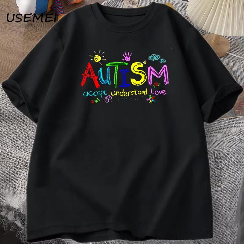 

2026 Autism Awareness Puzzle Pieces T Shirt Graphic T Shirts Unisex Women Comfortable and loose Unisexs and Womens Tshirts S
