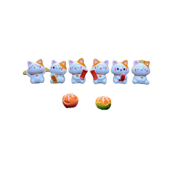 

6/8Pcs Lucky Cat Figurines Set Wealth & Fortune Miniature Cute Kitten Resin Model Ornament for Desktop Cupboard Gardening Art 8pcs