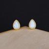 14K Gold-Plated Sterling Silver Opal Stud Earrings - Elegant & Versatile Design for Women