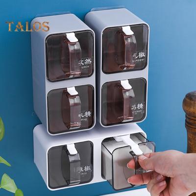 Wall-Mounted Spice Jars 300/600/900/1200ml Organizing Box with Spoon Space-Saving Kitchen Storage Home Supply