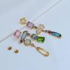 New Fashion Asymmetrical Zircon Geometric Candy Color Women's Earrings