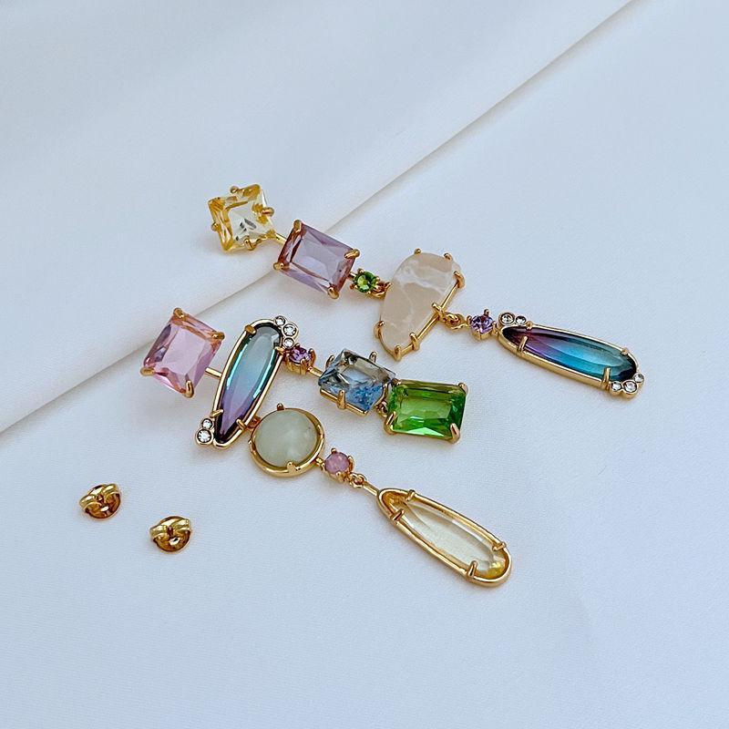 New Fashion Asymmetrical Zircon Geometric Candy Color Women's Earrings
