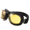 Evomosa Motorcycle Goggles Vintage Pilot Goggles Retro Motocross Goggles Outdoor Eyewear Sports Glasses for Half Helmets (Black Frame Yellow Lens)