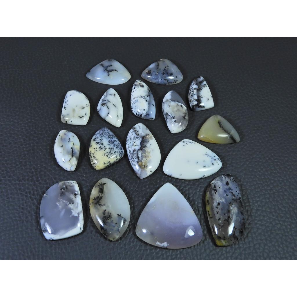 240Cts. Natural Dendrite Opal Agate Fancy Cabochon Loose Gemstone 16Pcs Lot C-2003