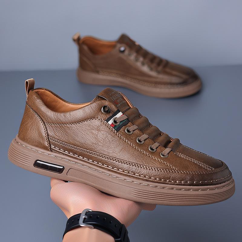 2025 spring board shoes cowhide Doudou shoes men's casual driving shoes soft sole fashion foot cover versatile sports leather shoes