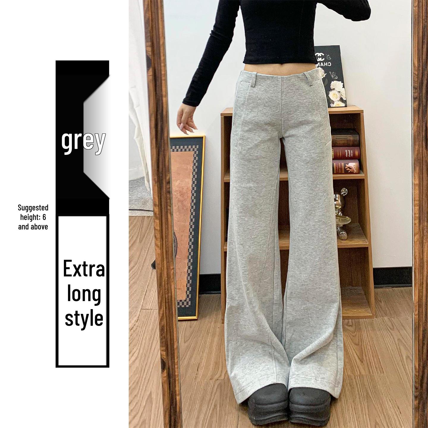 Spring 2026 Women s American-Style Low-Rise Grey Spicy Girl Micro-Flare Sweatpants: Slim Fit, Hip-Lifting, Comfortable, Casual Long Pants Small