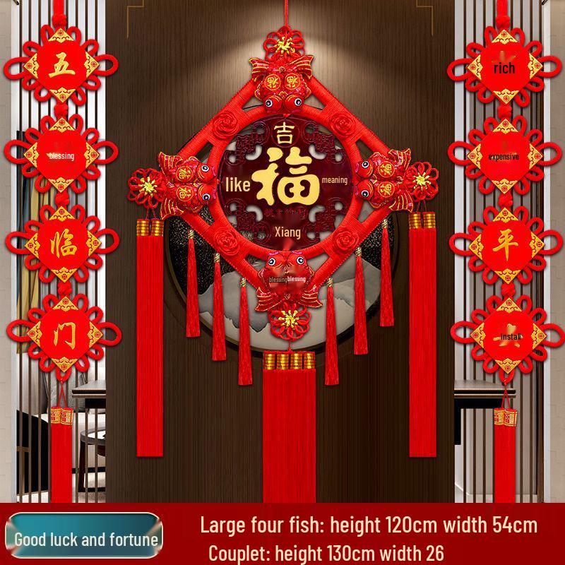 2025 High-End Chinese Knot Peace Fu Character Five Blessings Door Ornament for Living Room and Housewarming Decoration