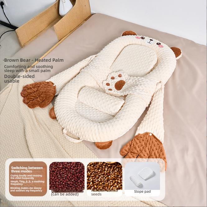 Newborns Soothing Crib with Slope Pad & Leg Rest and Toy Stand Rack for Comfort Nest Bed