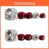 J-128 Wine Red Sparkle Toe Nail Stickers White-revealing Reusable Ins Style