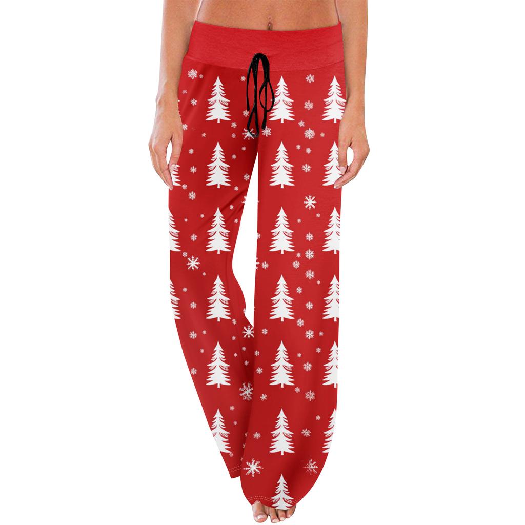 Pajama Pants Sleepwear Casual Drawstring Elastic Waist Pants Comfy Straight Yoga Loose Trousers