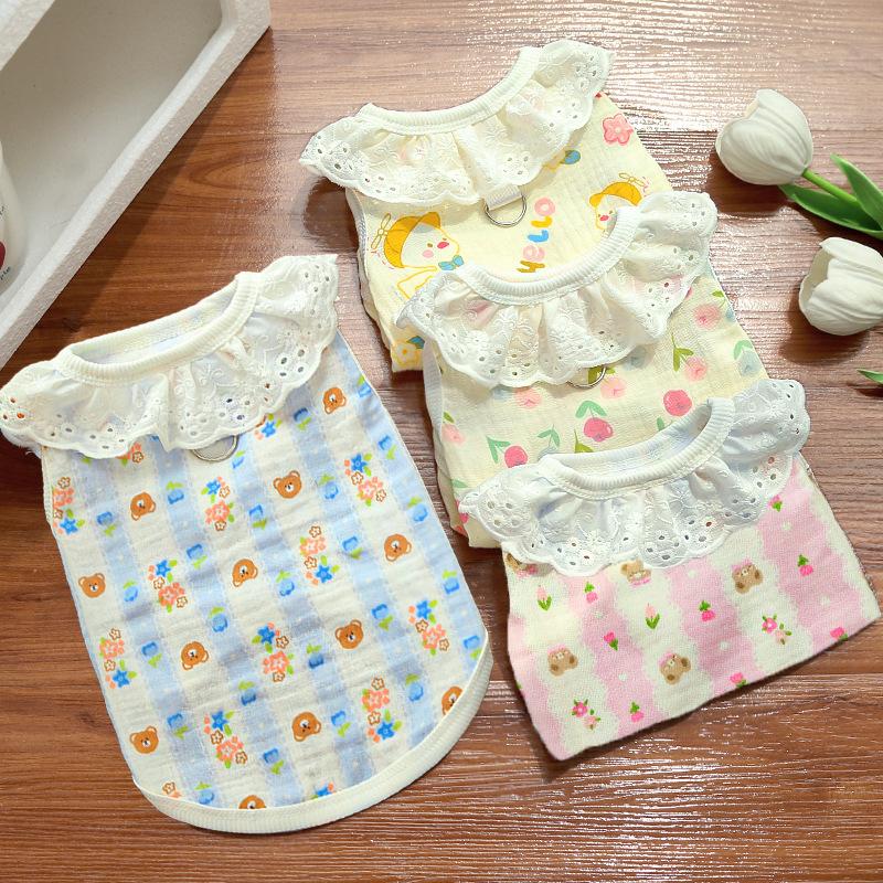 Pet Full Cotton Yarn Breathable Thin Dog Cat Pet Cat Clothes Dog Supplies Home Air Conditioner Clothes Can Be Pulled Outside
