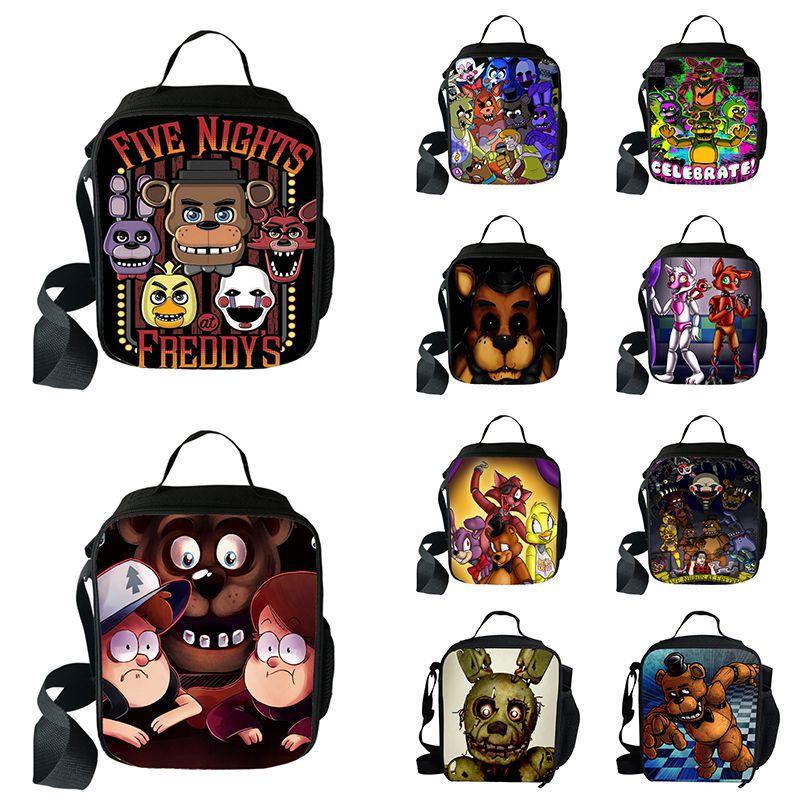 Large Capacity Five Nights At Freddy's 3d Printed Insulated Lunch Bag For Versatile Use