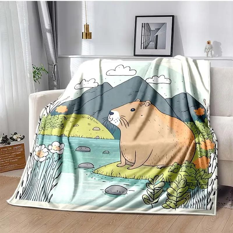 Warm Soft Capybara Throw Blanket Fluffy Plush Bedspread for Adults  Kids Perfect for Sofa or Bed  Ideal Gift