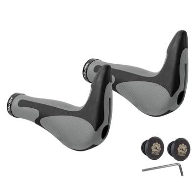 GORIX Bicycle Ergonomic Grips with Bar Shock Fixation with Cross Mountain and Gray X Black GX-849AD3-L1-G2 Ends, Absorbing, Fatigue-Reducing, Lock-On