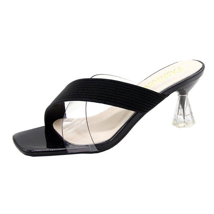 Summer Womens Clear High Heel Sandals With Slipon Design For Casual Wear