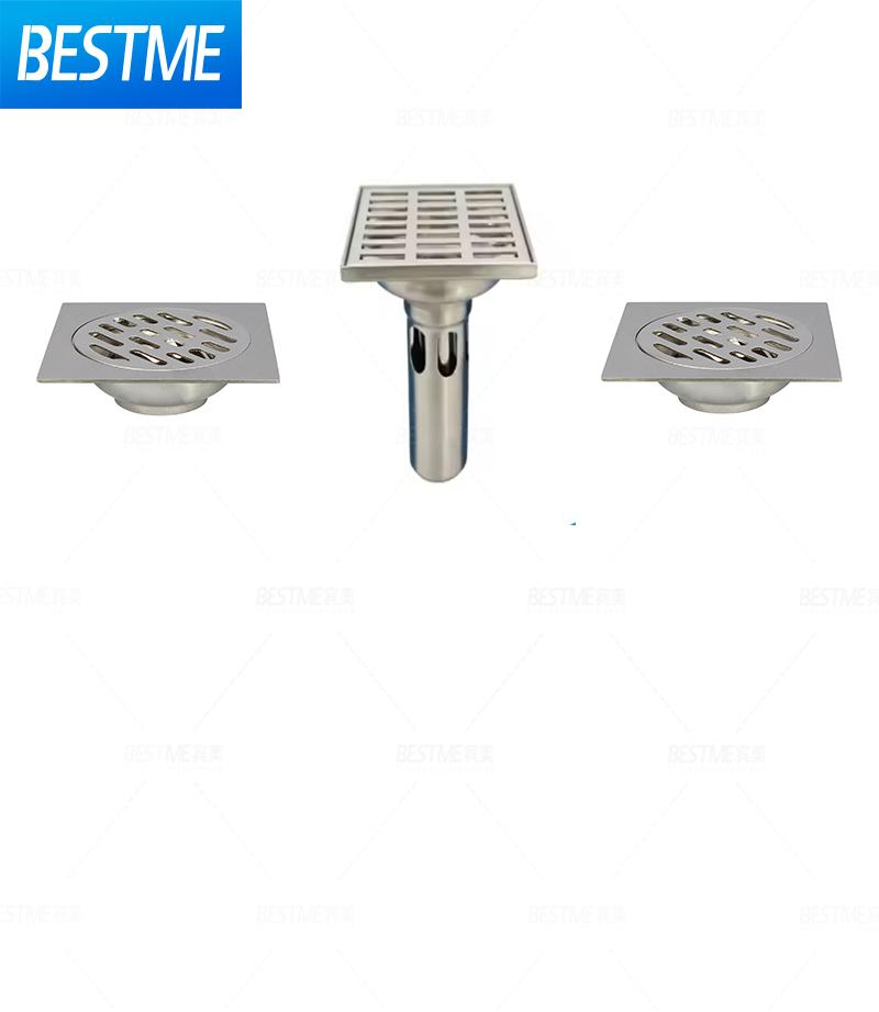 Modern 4 Inch Square SUS304 Stainless Steel Shower Floor Drain for Hotel Use (Silver,Stainless Steel) серебряный