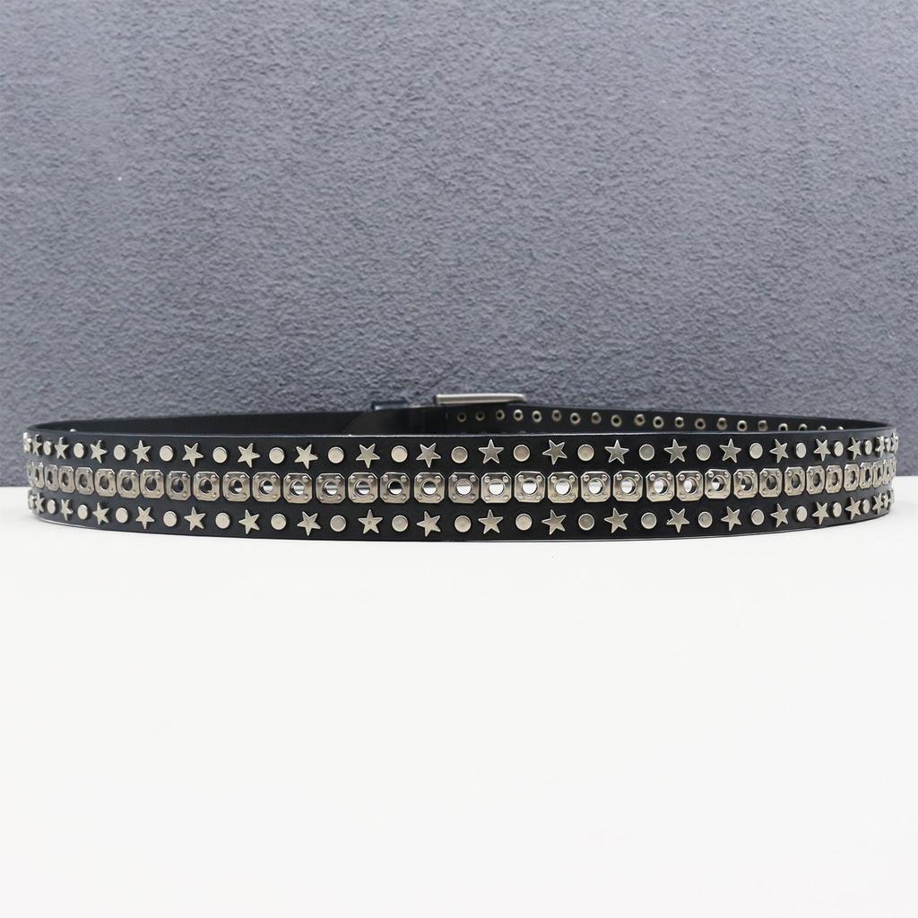 Gothic Y2K Star Eyelet Rivet Leather Belt