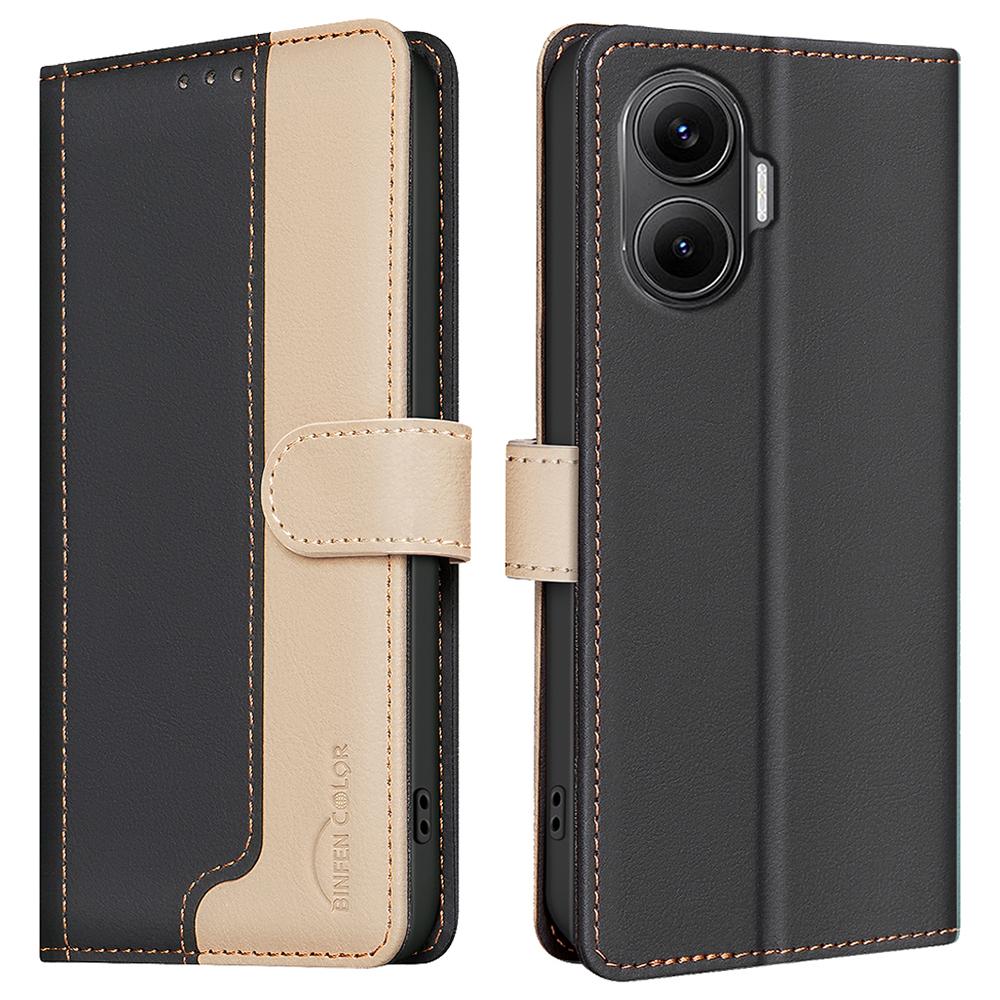 BINFEN COLOR BF33 For Xiaomi Poco F7 5G/Redmi Turbo 4 Pro 5G Leather Case Splicing Color RFID Blocking Wallet Stand Phone Cover