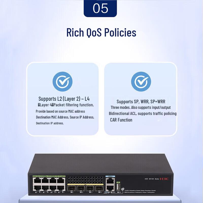 H3C S5135S-8FP4S-EI-Q 8-Port Gigabit PoE Managed Switch