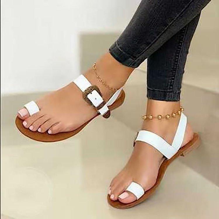 Fashion Slippers Women's Flip Flops Clip Toe Flat Sandals Summer T Tied Beach Casual Ladies Shoes Fashion Female PU Leather Footwear New