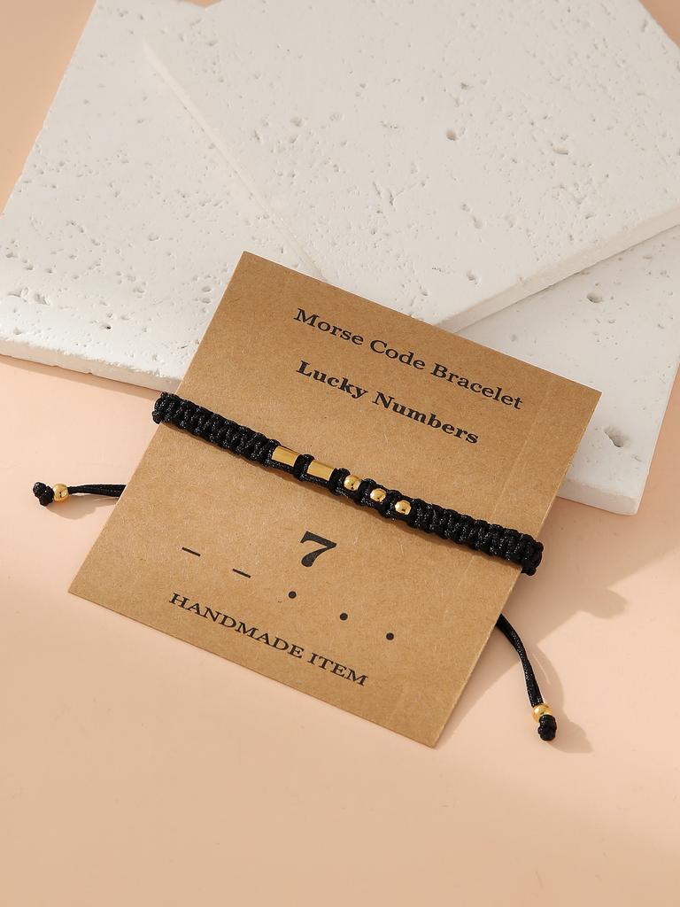 Handwoven Morse Code Number Flat Knot Bracelet Unisex Fashion Accessory