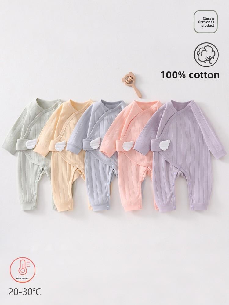 Baby Cotton Swaddle Suit With Magic Tape Closure For Newborns And Infants