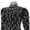 European & American Fashion Women's Long-Sleeve Beaded Bodycon Dress