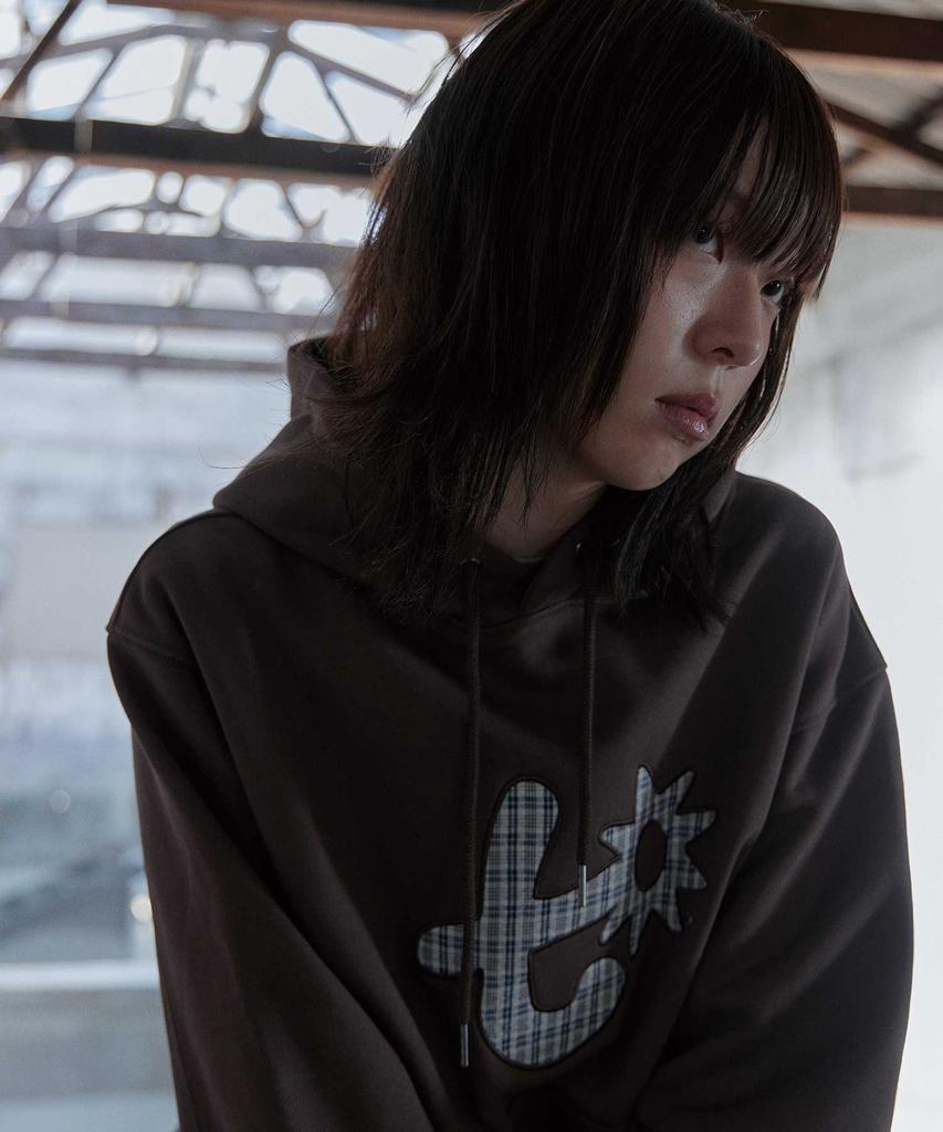 Brown Applique Embroidery Hoodie