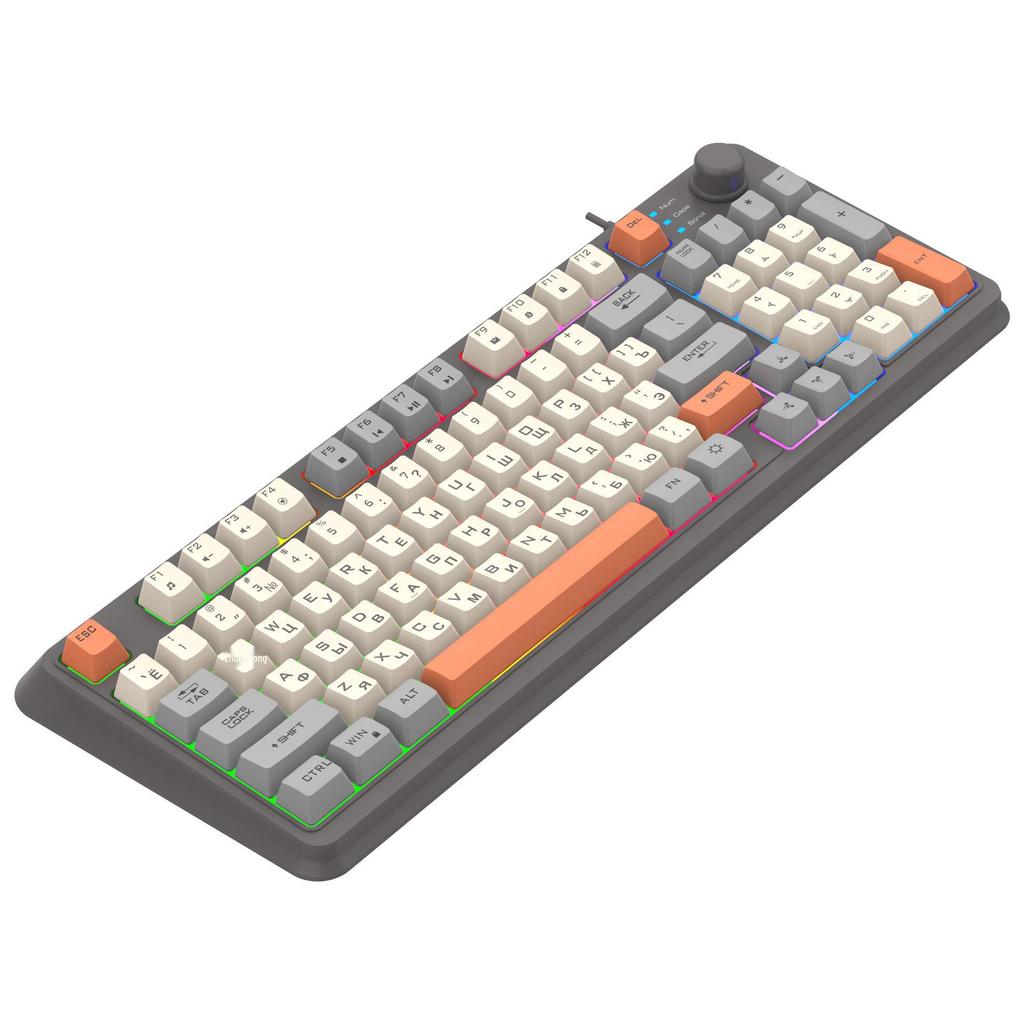 Silver Fox K820 Three-Color Backlit Russian Gaming Wired Keyboard & Mouse Set