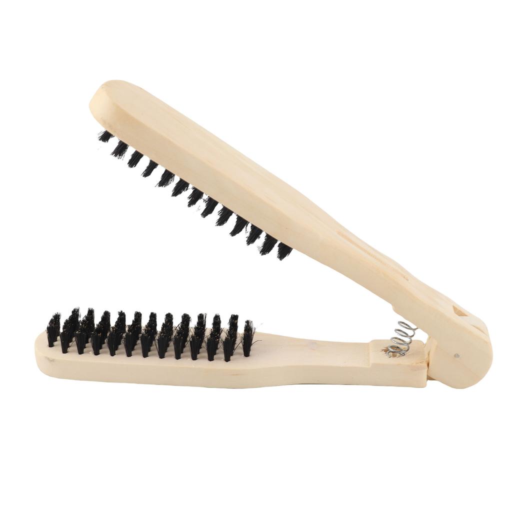 Clamp Hair Brush Straightener Double Sided Wooden Hair Brush Hair Straightener Hair Salon Supplies