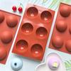 6 Holes Circular Footprint Silicone Baking Mold Reusable BPA Free Mould for Fondant Cookie Pudding Home DIY Baking