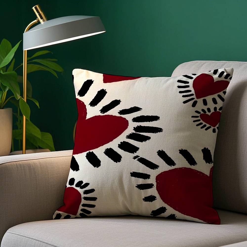 Ins Art Love Graffiti Pillow Case Plush Fabric Soft Pillowcase Double Sided Print Sofa Cushion Cover Throw