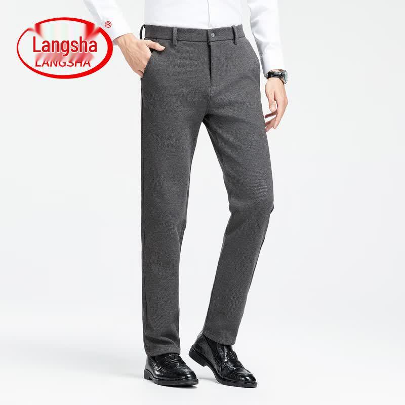 

LangSha Men s Straight-Leg Business Casual Suit Pants 30