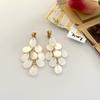 French Long Mother Of Pearl Clip On Earrings Exaggerated Fringed Flower Design Elegant Petals For Non Pierced Ears