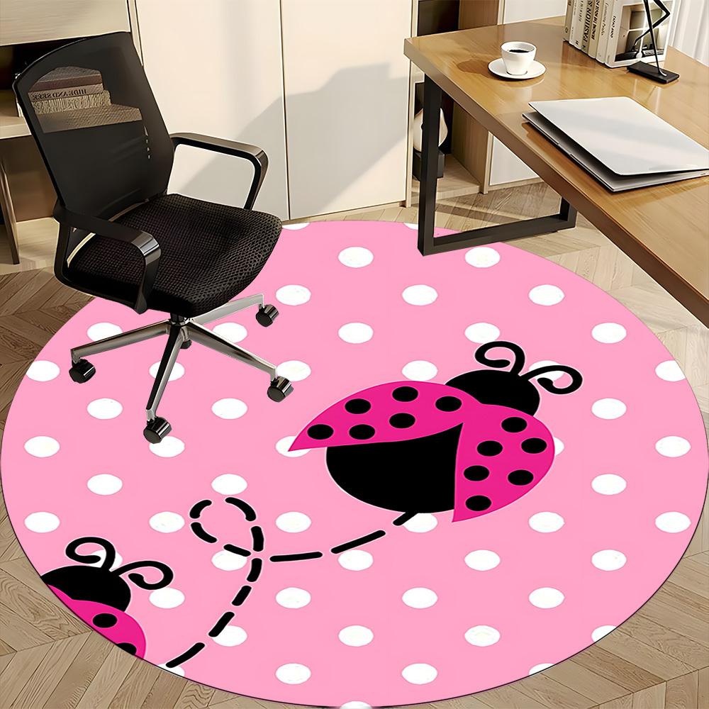 1pc Ladybug Polka Dot Office Round Rug, Non-slip, Soft and Durable Office Rug for Interior Decoration, Perfect for Office, Beautiful Decoration Yy2603
