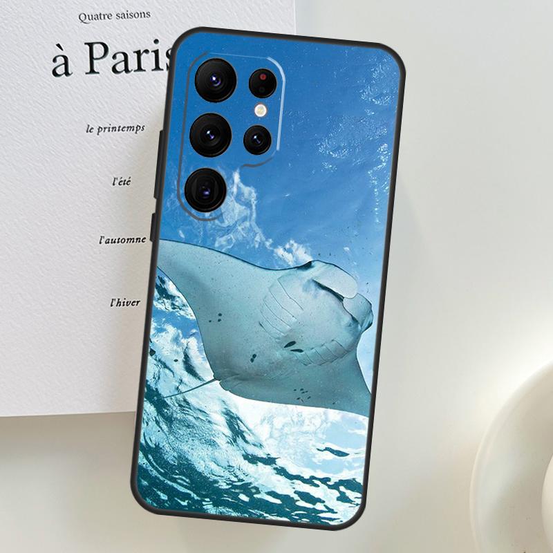 Animal Manta Ray Phone Case For Samsung Galaxy S25 Ultra S9 S10 S20 S22 S21 Plus S23 FE S24 Ultra Cover Shell