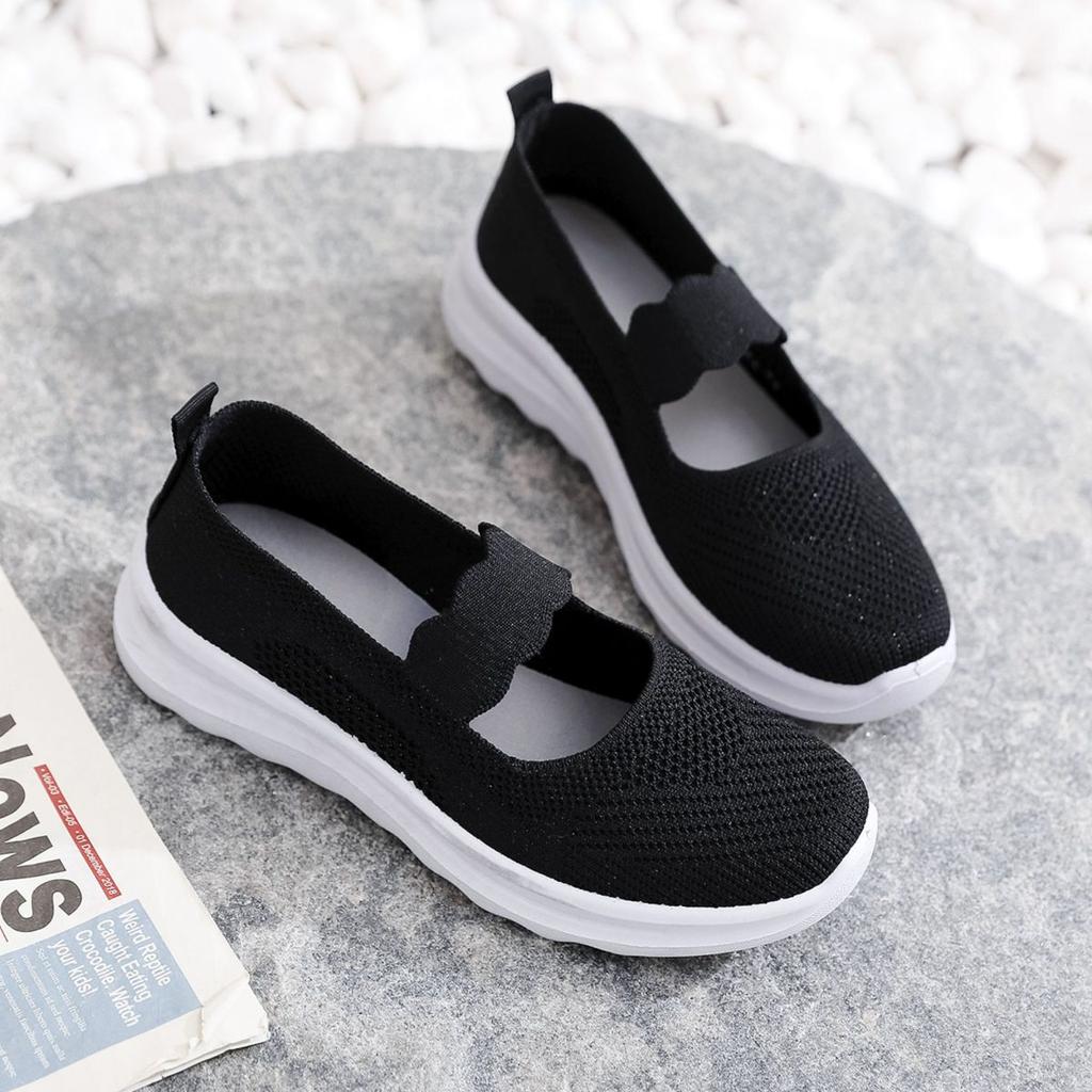 Female Footwear Mesh Breathable Wedge Women's Shoes Black Korean New In 2024 Y2k Fashion Walking Stylish Promotion Offer A