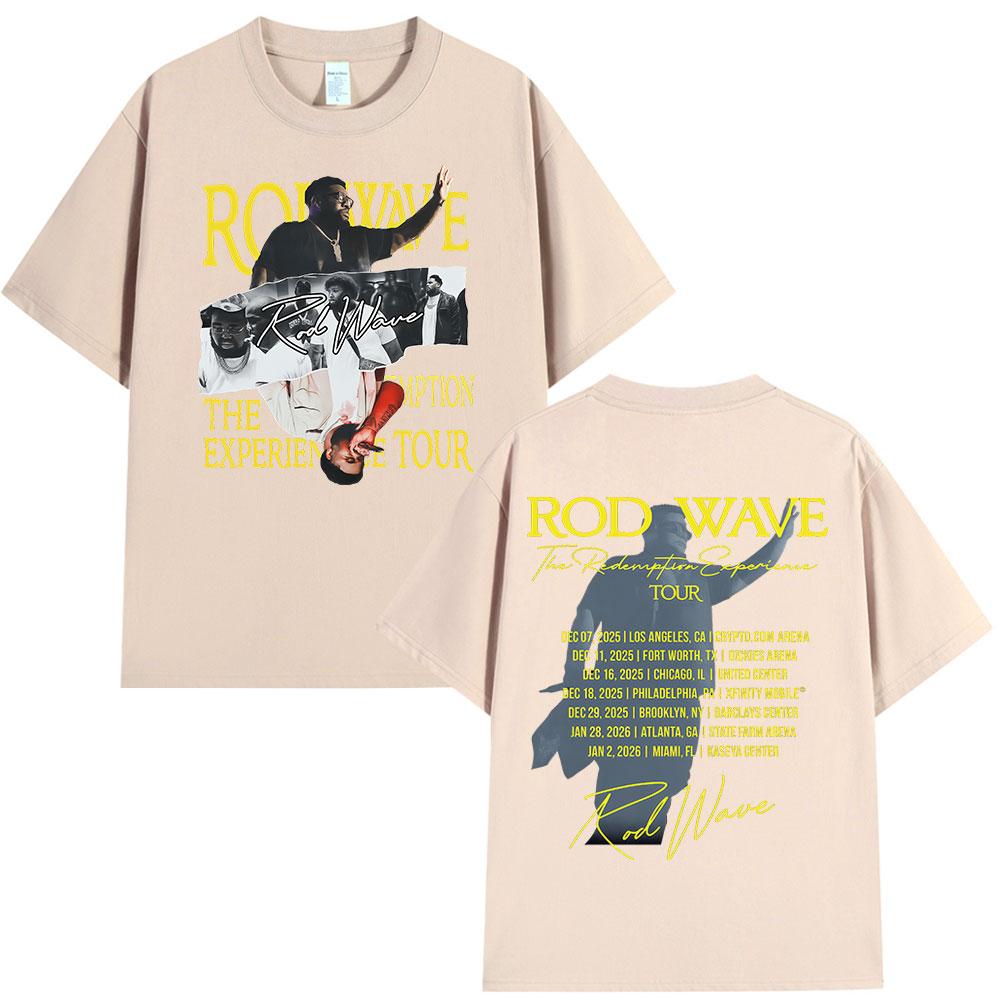 Rapper Rod Wave The Redemption Experience Tour Tshirt 2026 Summer Mens Hip Hop Casual Cotton Short Sleeve Oversized Tshirt