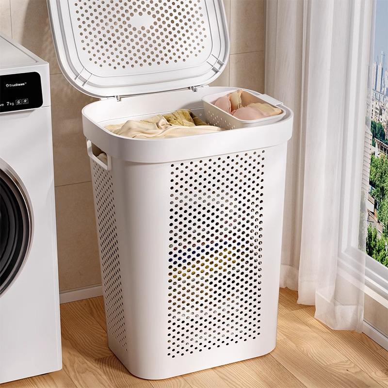 Large Capacity Laundry Hamper with Lid - Dirty Clothes Storage Basket for Bathroom