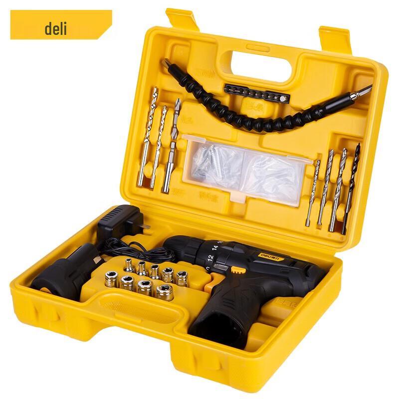Deli Lithium-ion Cordless Drill & Electric Screwdriver 21-Piece Tool Kit