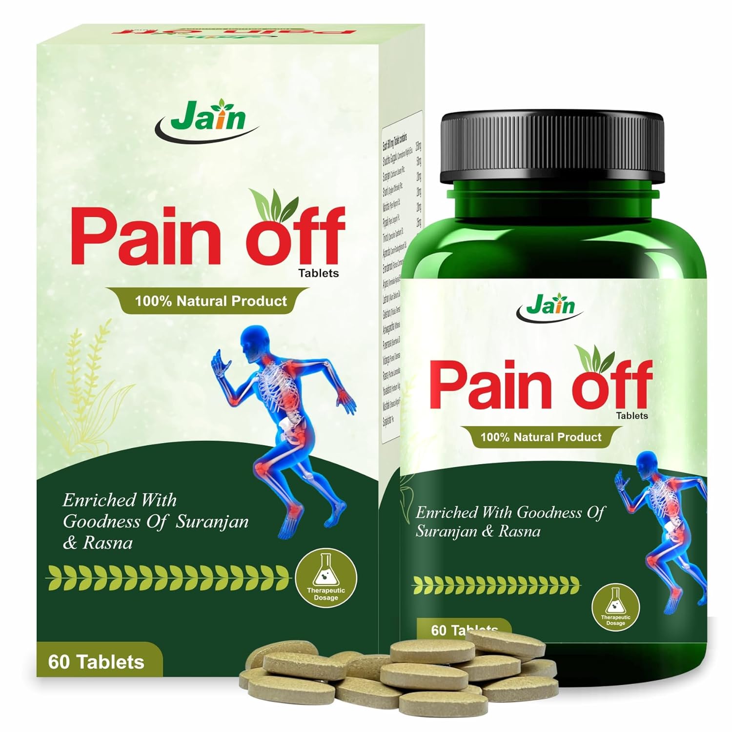 

Jain Pain Off Tablets 60 Count Ayurvedic Joint Support Supplement for Men and Women Relieve Discomfort
