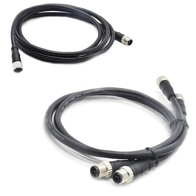 Waterproof Double Plug M8 3P 4P 5P 6P 8Pin 1M 2M PUR/PVC Cable Straight/Angle Aviation Male Female Plug Sensor Power Connector