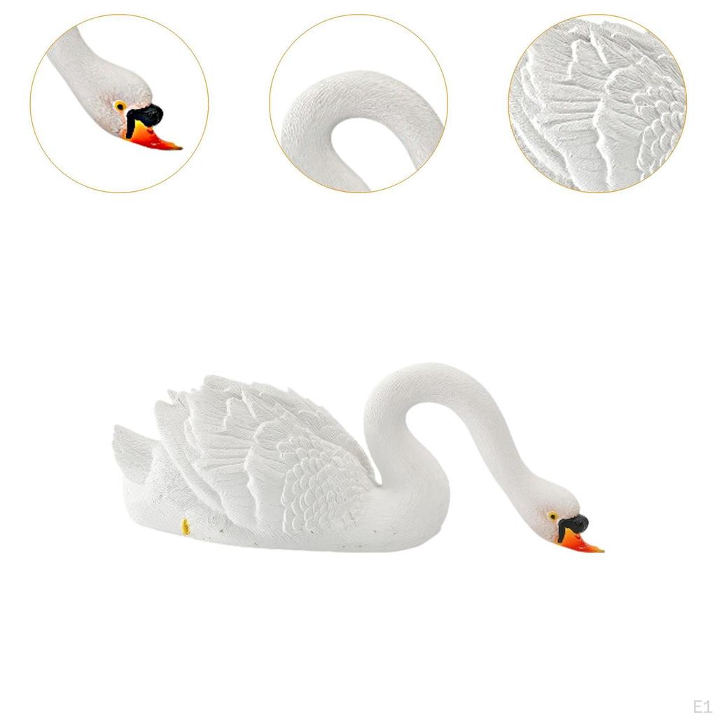 Float Swan Figurine White Statue Adorable Housewarming Gift Patio Lawn Yard Ornament Resin