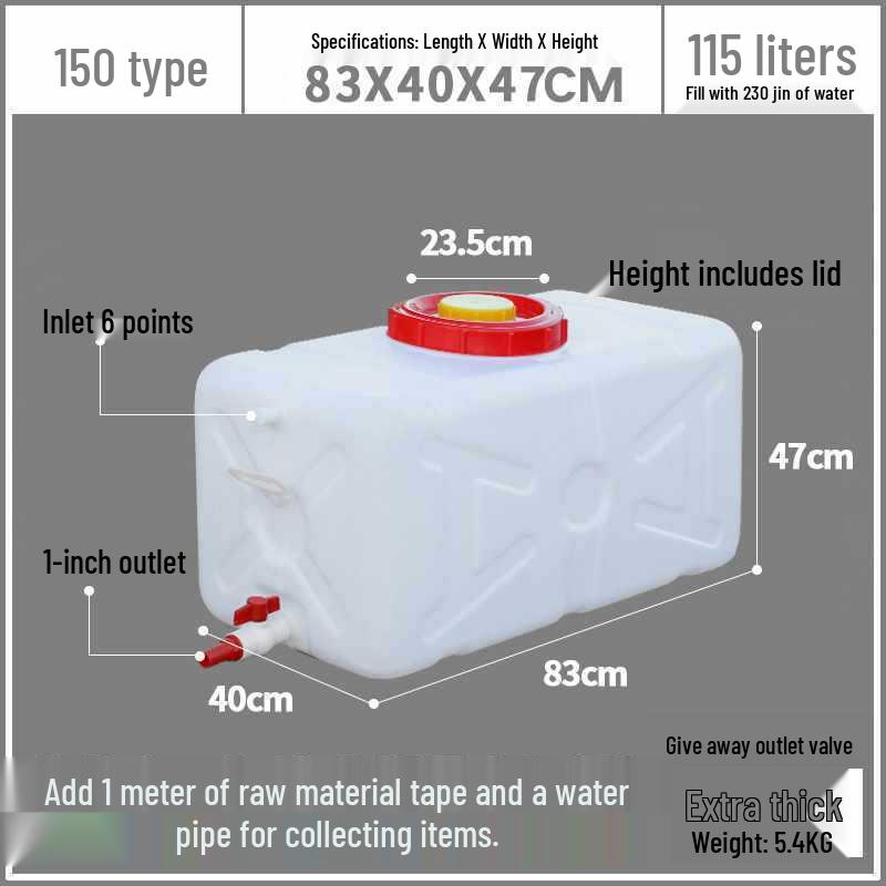 Food Grade Large Plastic Water Storage Bucket with Rectangular Lid for Household Use
