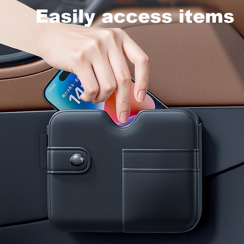 Car Storage Box Leather Interior Multi-Functional Hanging Pouch Sunglasses Car Holder Interior Storage Storage B3B1