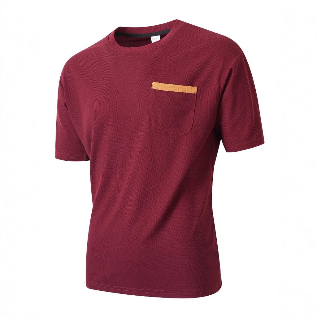 Men'S Summer Sports Fitness Casual Vertical Stripe Stretch Vertical Stripe Round Neck Short Sleeve T-Shirt Man