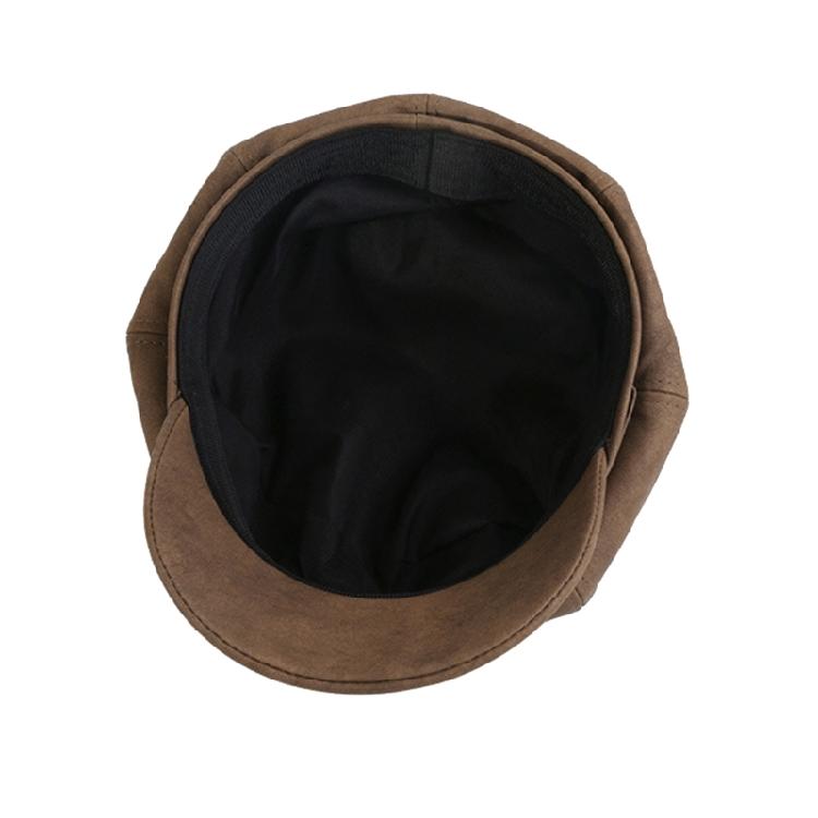 Newsboys Beret Hat Women Girl PU Leather Octagonal Hat Winter Rural Street Caps