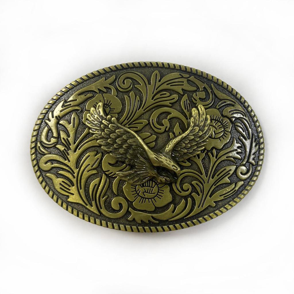 Mongolian Eagle Retro Zinc Alloy Belt Buckle | Antique Tin Finish | Knight Design