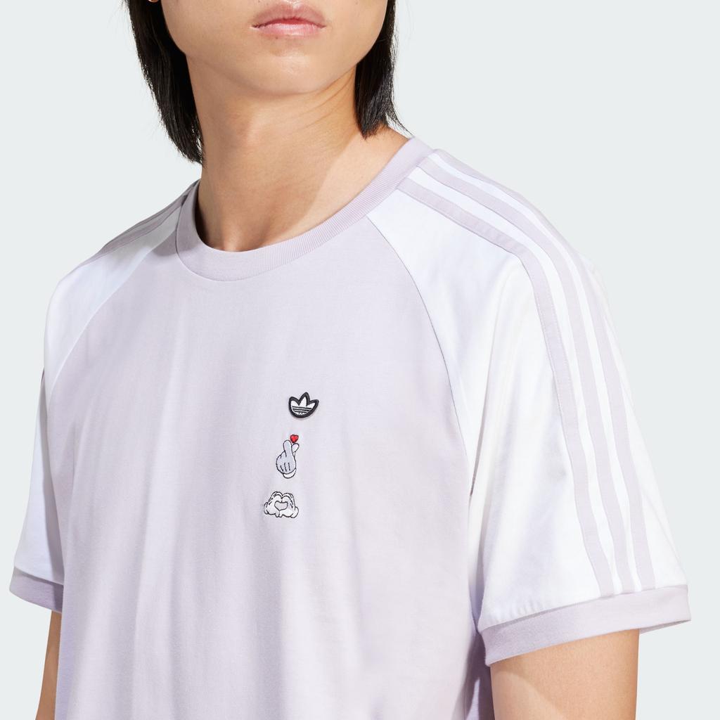 Adidas Originals X Mickey Mouse SS24 Logo Triple Stripe Sports T-Shirt Men Tops Silver IY2271