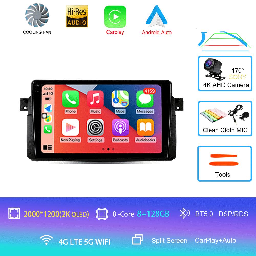 Car Radio Android 14 Carplay For BMW E46 M3 1998 1999 2000 2001 - 2006 Navigation GPS Multimedia Player Stereo wifi+4G BT 2 DIN
